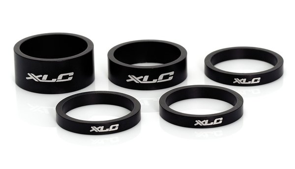 XLC A-Head Spacer-Set AS-A02 3 x 5, 1 x 10, 1 x 15 mm, 1 " matt schwarz