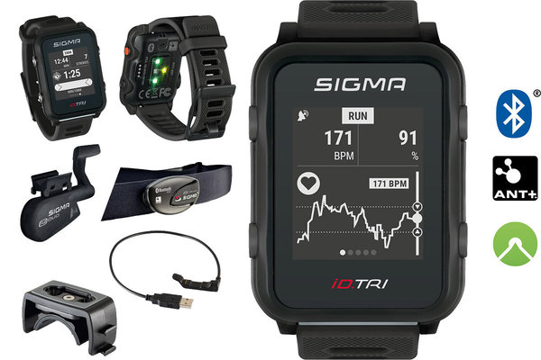 Sigma Sport Puls-Uhr iD.Tri Triathlon Set schwarz