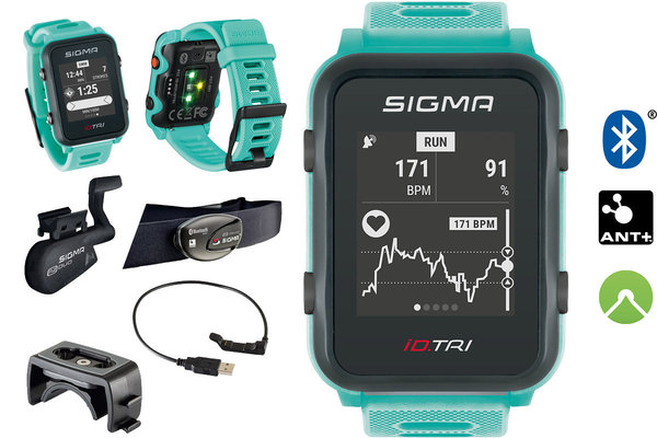 Sigma Sport Puls-Uhr iD.Tri Triathlon Set neon mint
