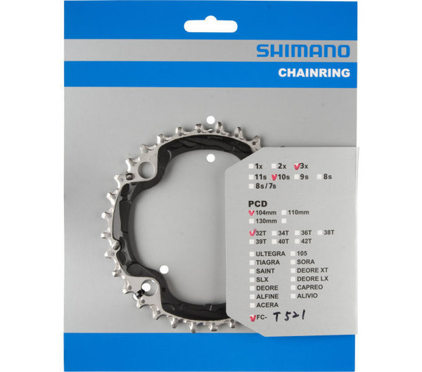 Shimano Kettenblätter Trekking FC-T521 32 Zähne Stahl/Glasfaserverbundstoff