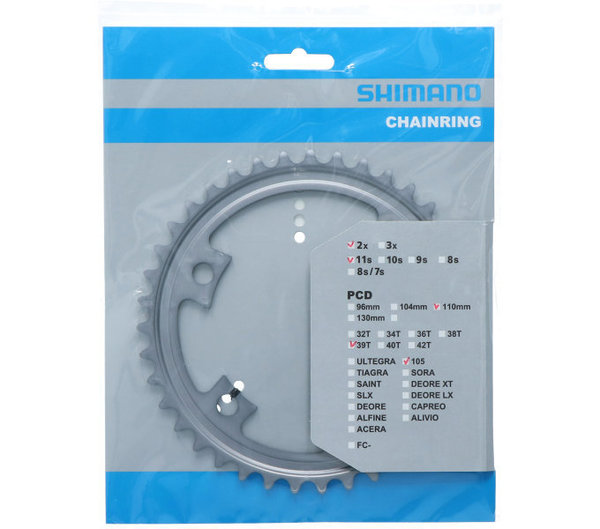 Shimano Kettenblatt 105 FC-R7000 110 mm, 39 Zähne (MW) silber