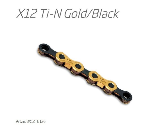 KMC Kette X12 126 Glieder 1/2" x 11/128" Ti-N Gold/Black