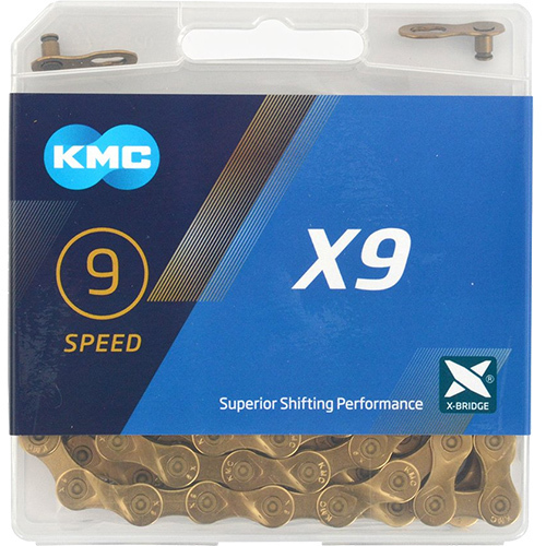 KMC Fahrradkette X9 Ti-N Gold 1/2” X 11/128” 114 Glieder 9-fach
